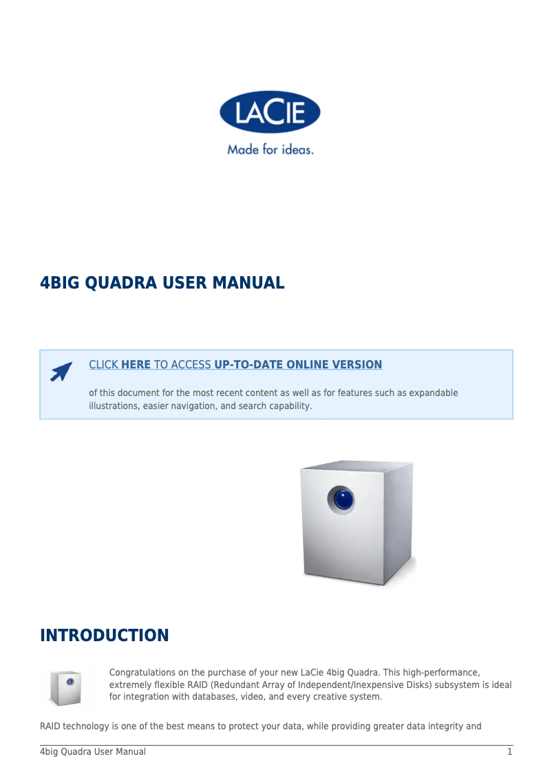 Página 1 del manual Guía de instalación LaCie 4big Quadra