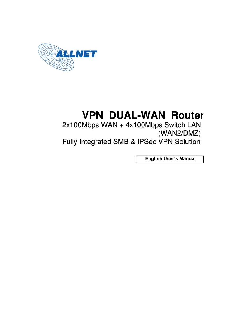 Page n°1 - Manuel utilisateur Allnet ALL-VPN20