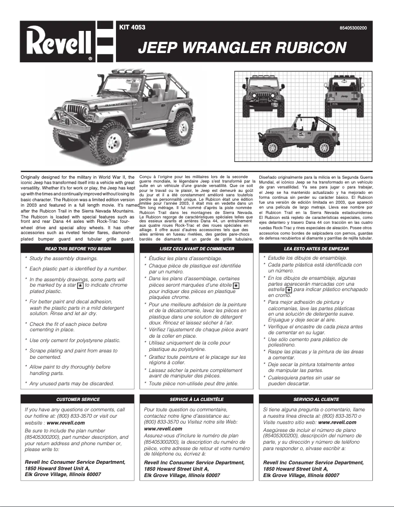 Page n°1 - Manuel utilisateur Revell Jeep Wrangler Rubicon