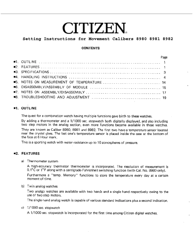 Page 1 de la notice Manuel utilisateur Citizen CAL 8980