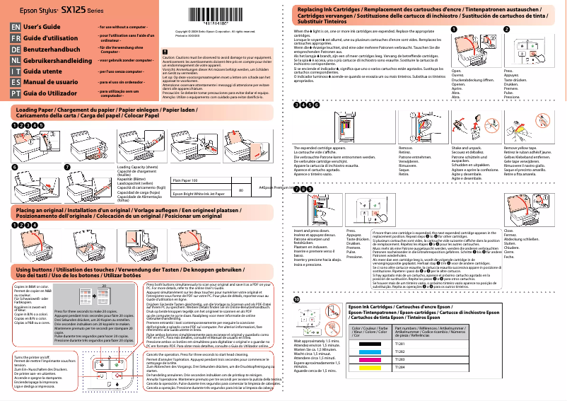 Page n°1 - Manuel utilisateur Epson Stylus SX125