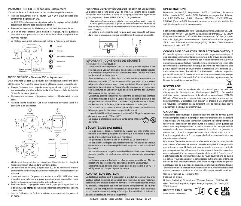 Page n°1 - Manuel utilisateur Roberts Beacon 335