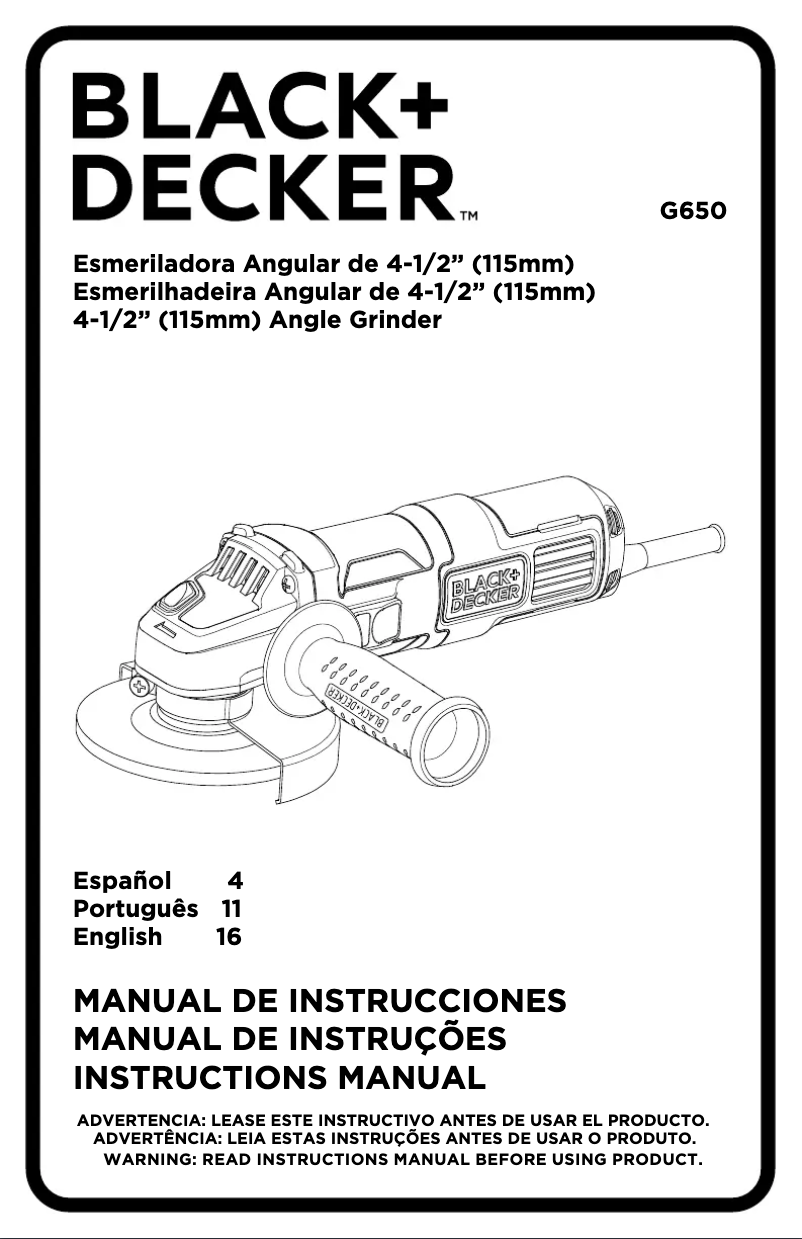 Page 1 de la notice Manuel utilisateur Black & Decker G650