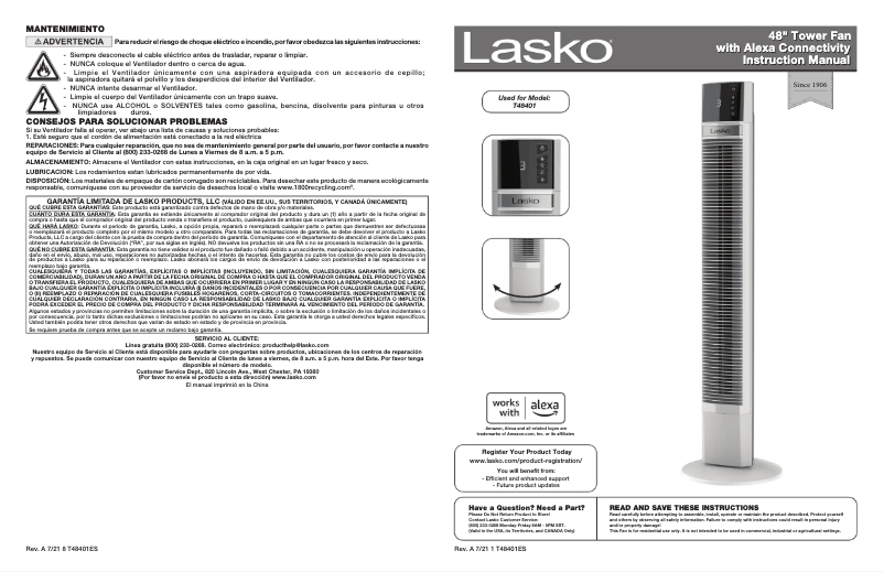 Page 1 de la notice Manuel utilisateur Lasko T48401