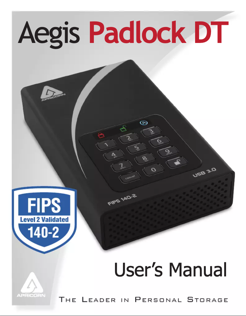 Imagen de la primera página del manual del dispositivo Aegis Padlock DT FIPS