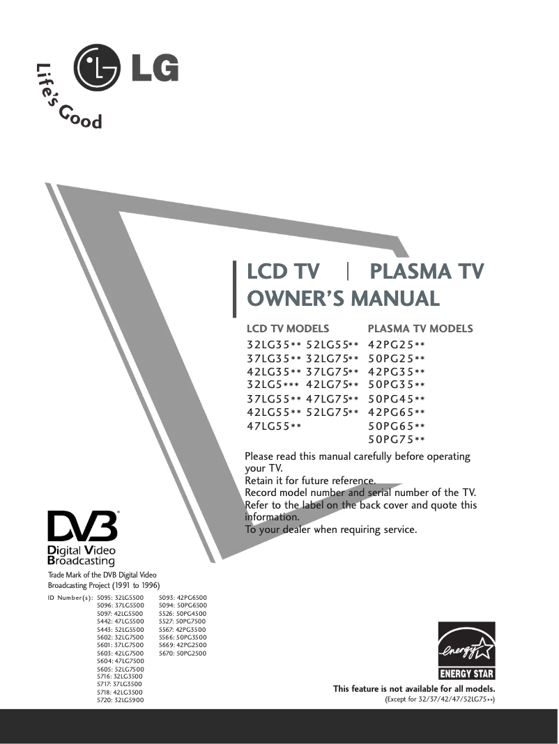 Page 1 de la notice Manuel utilisateur LG 37LG7500