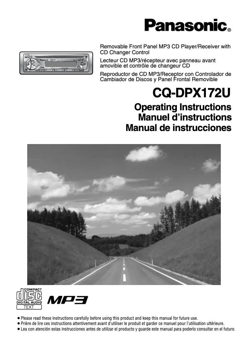 Page 1 de la notice Manuel utilisateur Panasonic CQ-DPX172U