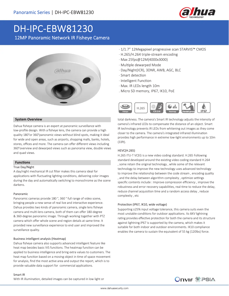 Page n°1 - Fiche technique Dahua Technology IPC-EBW81230