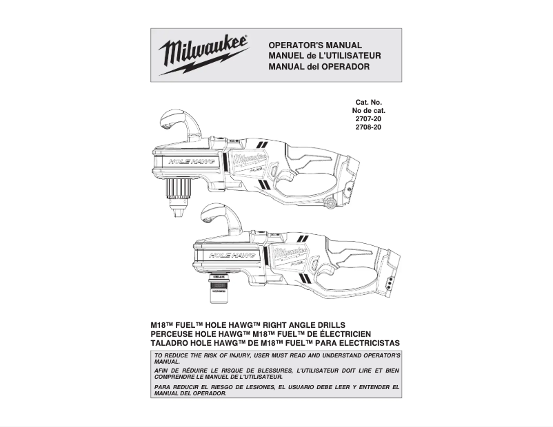 Page n°1 - Manuel utilisateur Milwaukee M18 Fuel 2708-22