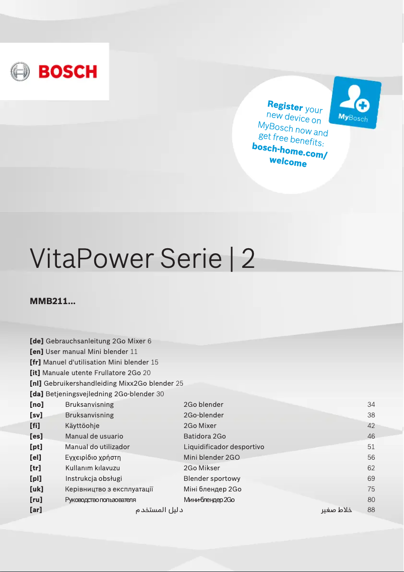 Image de la première page du manuel de l'appareil VitaPower MMB2111T
