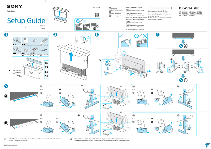 Page n°1 - Guide d'installation Sony XR-65X90CL