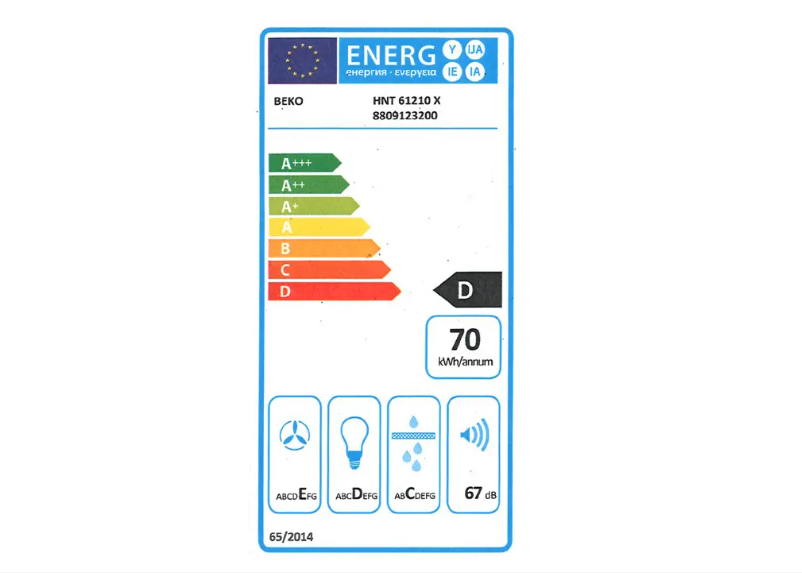 Page n°1 - Label énergétique Beko HNT61210