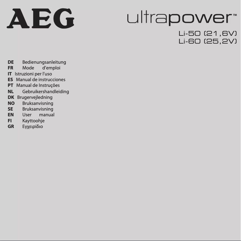 Page n°1 - Manuel utilisateur AEG UltraPower AG5020