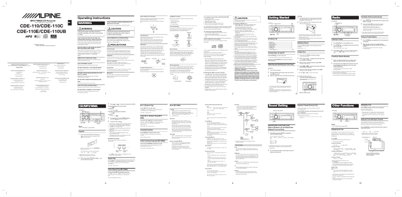 Image de la première page du manuel de l'appareil CDE-110