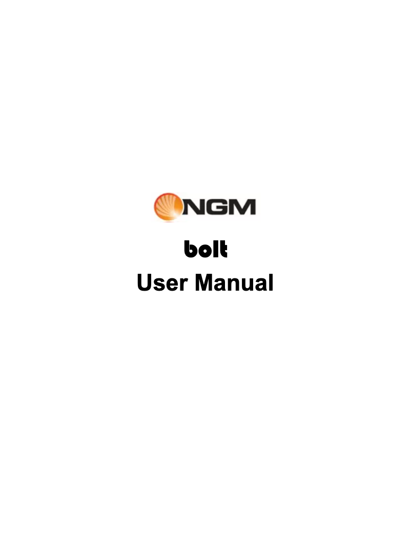 Page n°1 - Manuel utilisateur NGM Bolt