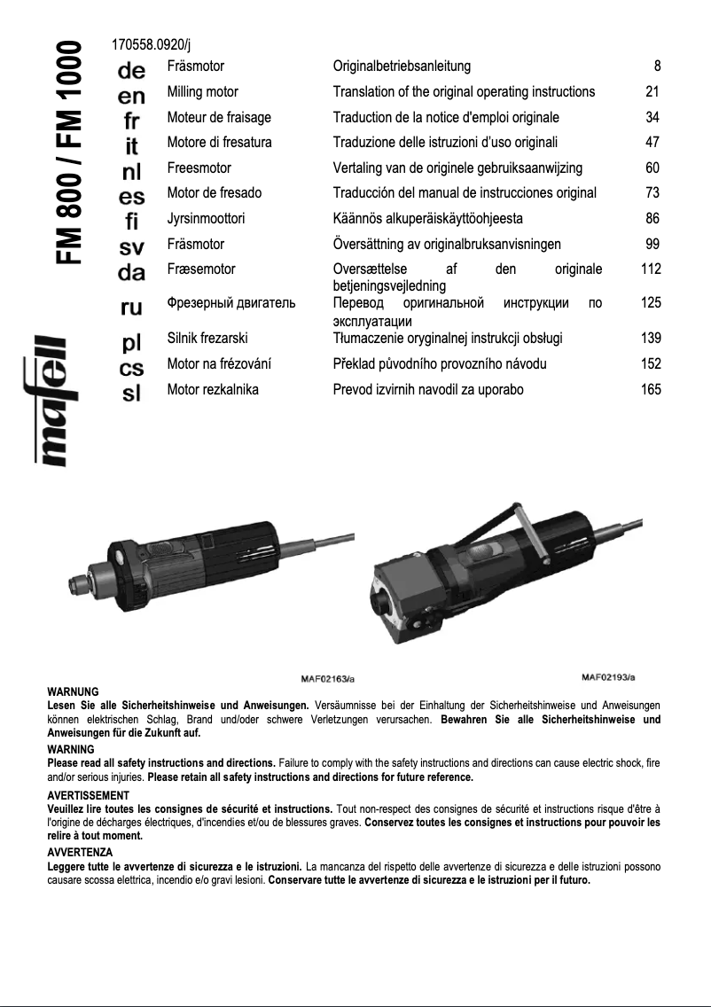 Página 1 del manual Manual de usuario Mafell FM 1000 WS