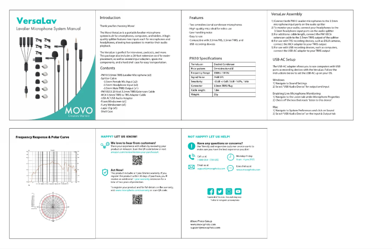 Page 1 de la notice Manuel utilisateur Movo VersaLav