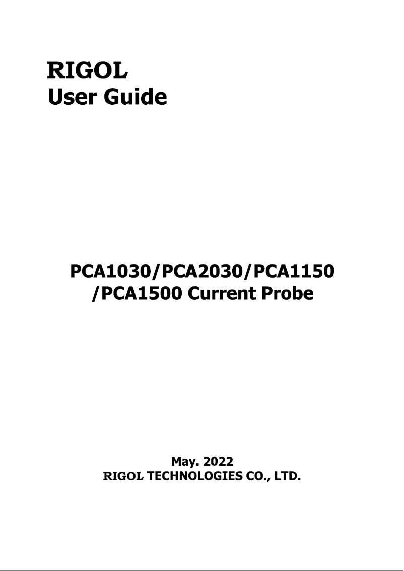 Page n°1 - Manuel utilisateur Rigol PCA1500