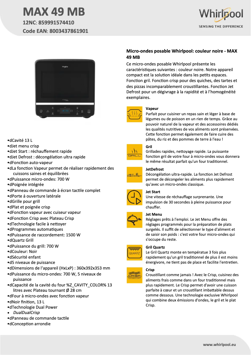 Image de la première page du manuel de l'appareil MAX 49 MB