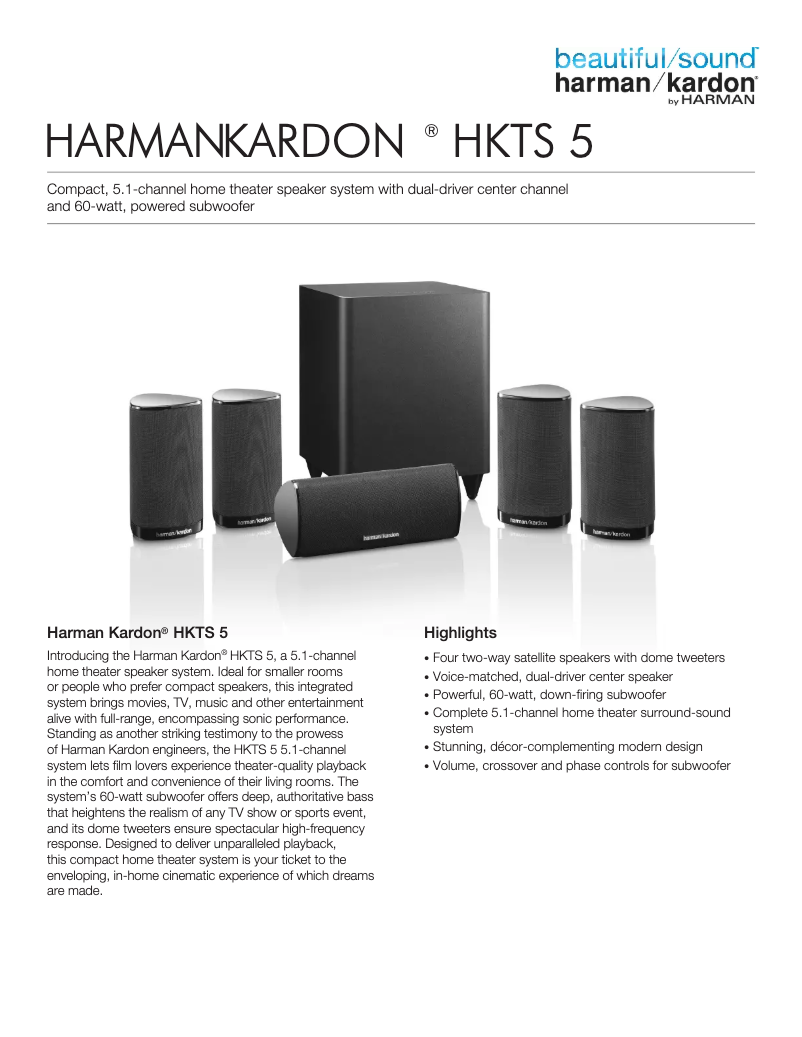Page n°1 - Fiche technique Harman Kardon HKTS 5