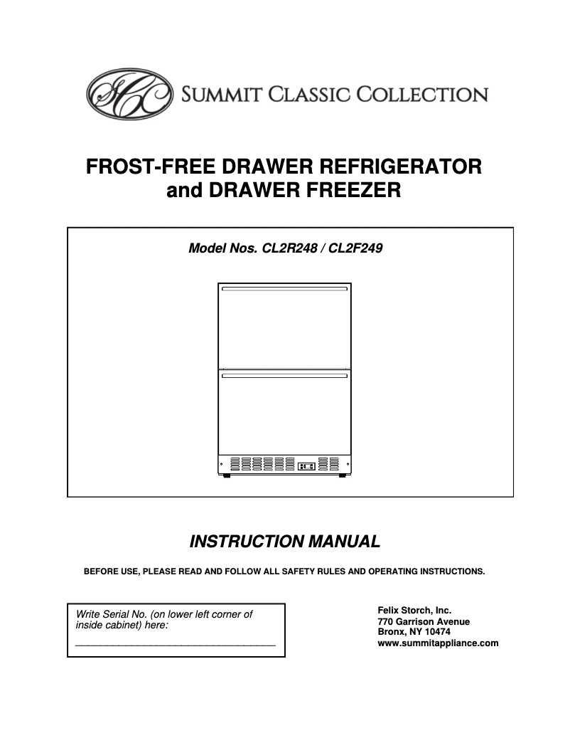 Page 1 de la notice Manuel utilisateur Summit CL2F249