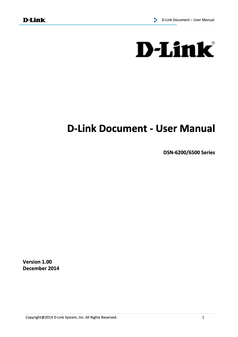 Page 1 de la notice Manuel utilisateur D-Link DSN-6210