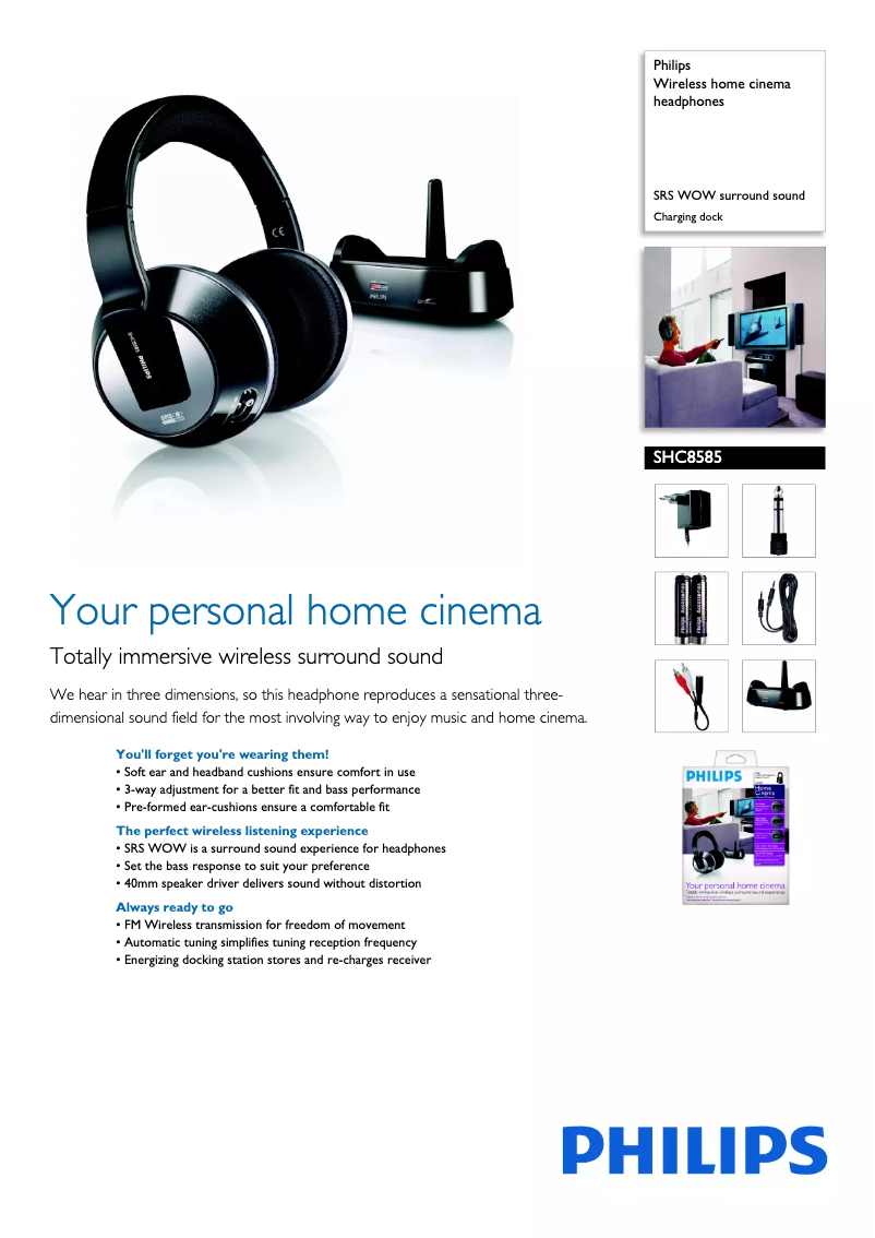 Page 1 de la notice Fiche technique Philips SHC8585