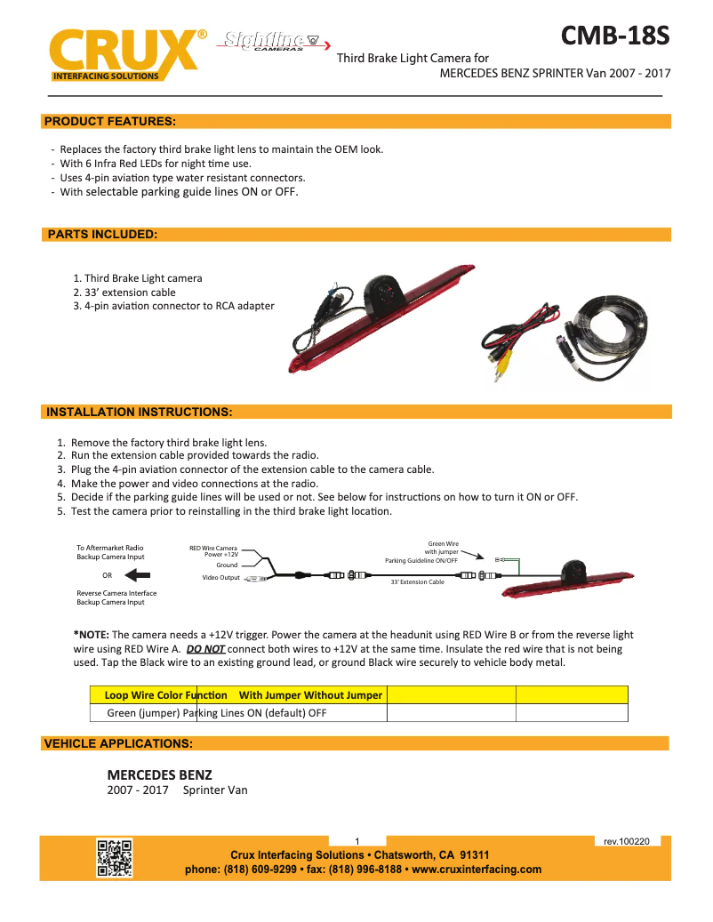 Page 1 de la notice Manuel utilisateur CRUX CMB-18S