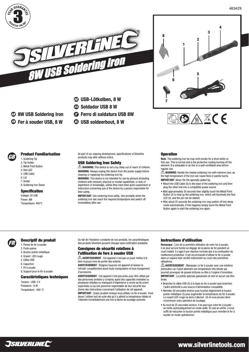Page n°1 - Manuel utilisateur Silverline 463429