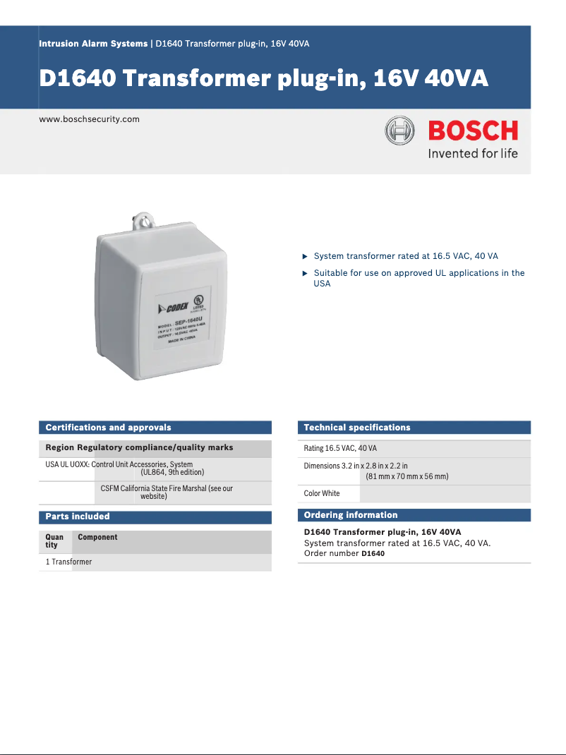 Page n°1 - Manuel utilisateur Bosch D1640