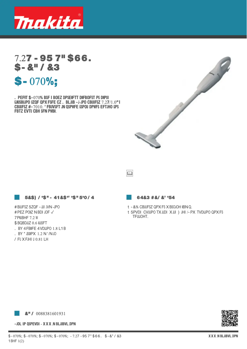 Page 1 de la notice Fiche technique Makita CL070DZ