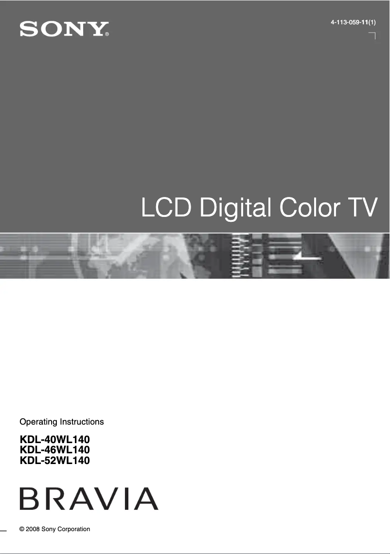 Page n°1 - Manuel utilisateur Sony Bravia KDL-46WL140