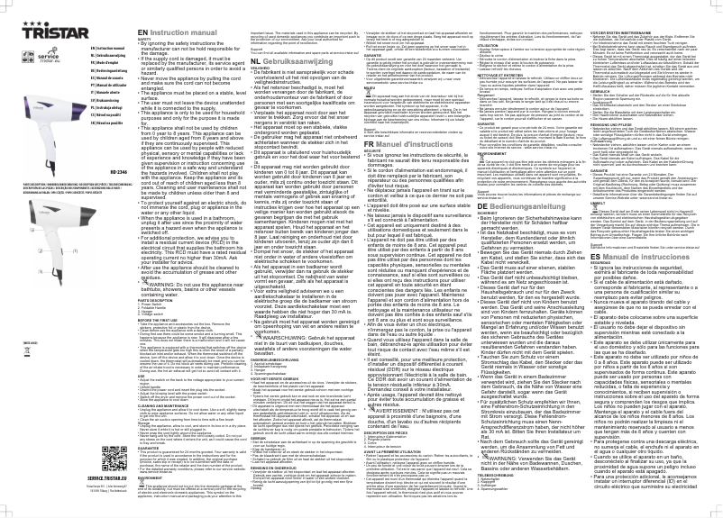 Image de la première page du manuel de l'appareil HD-2346