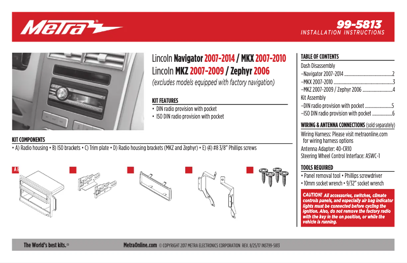 Page n°1 - Guide d'installation Metra 99-5813