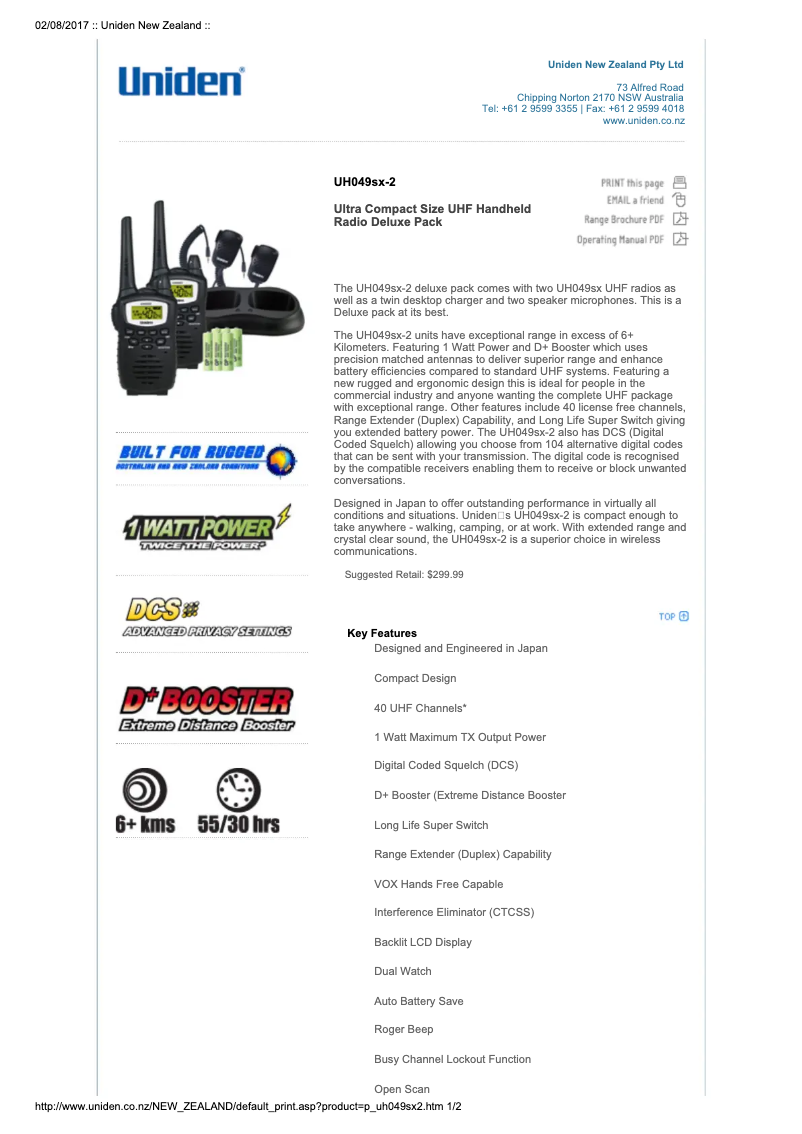 Image de la première page du manuel de l'appareil UH049SX