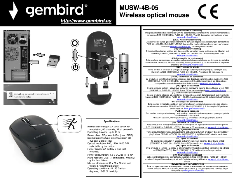 Page n°1 - Manuel utilisateur Gembird MUSW-4B-05