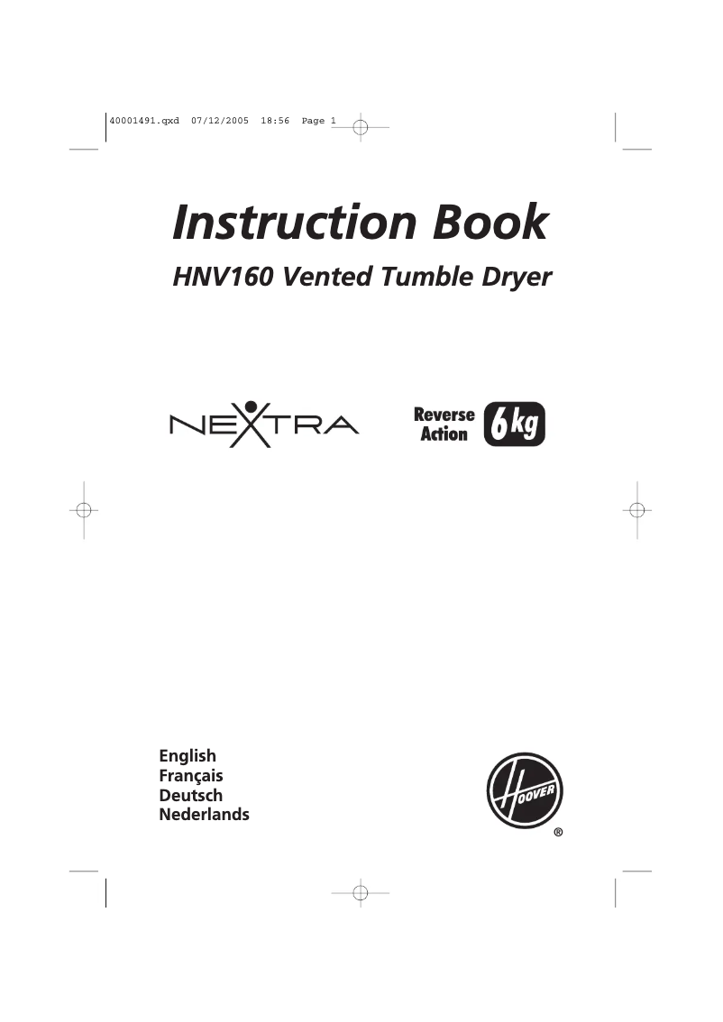 Page n°1 - Manuel utilisateur Hoover HNV 160-SY