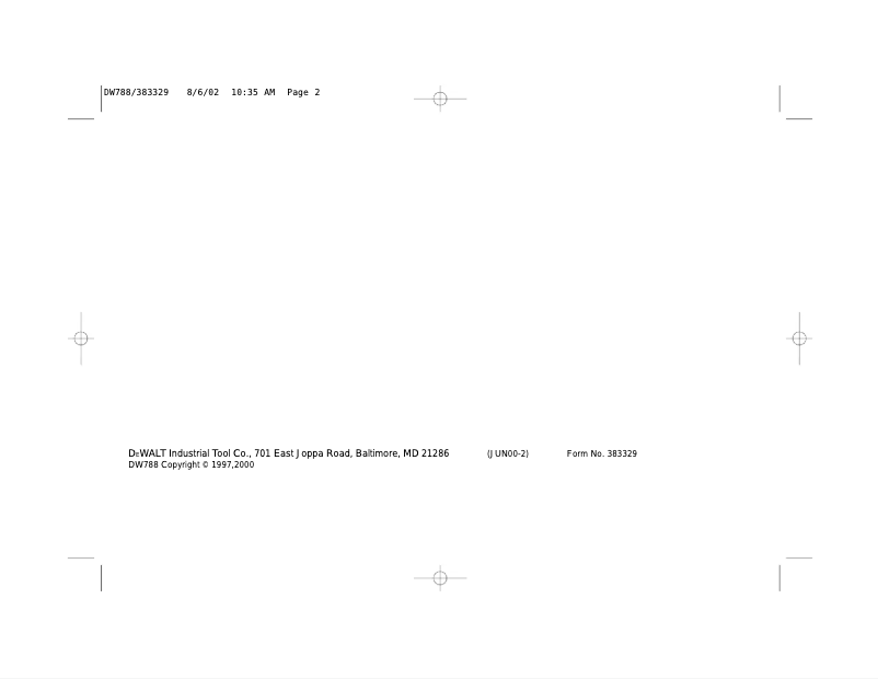 Page 1 de la notice Manuel utilisateur DeWalt DW788