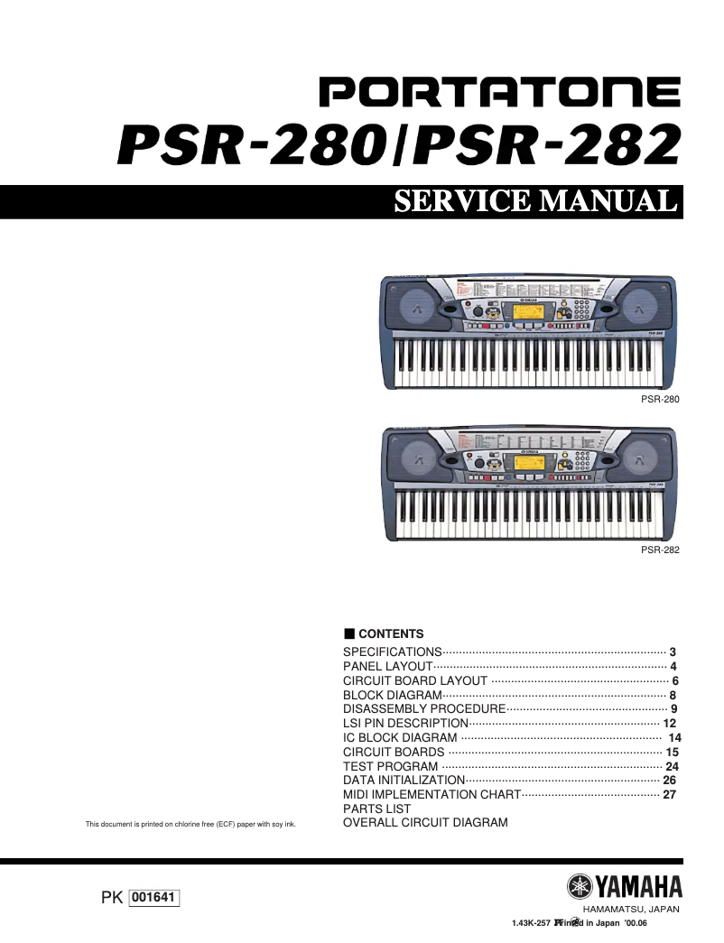 Image de la première page du manuel de l'appareil PSR-282