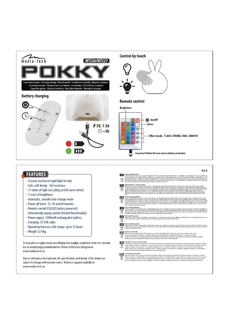 Image de la première page du manuel de l'appareil POKKY MT227