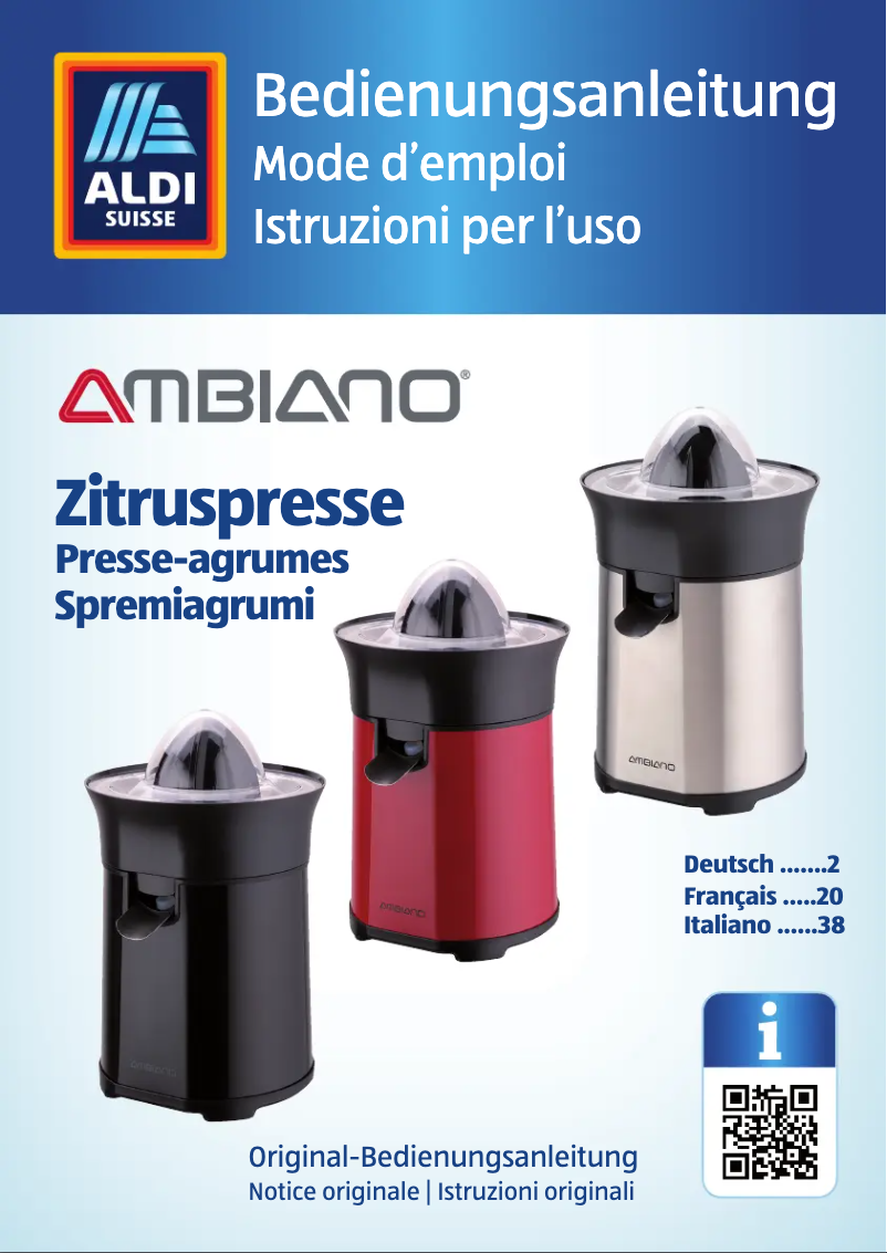 Page n°1 - Manuel utilisateur Ambiano GT-CJ-02-US