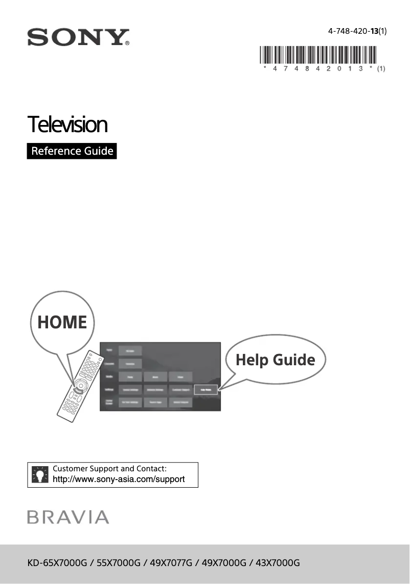 Page 1 de la notice Manuel utilisateur Sony Bravia KD-49X7077G