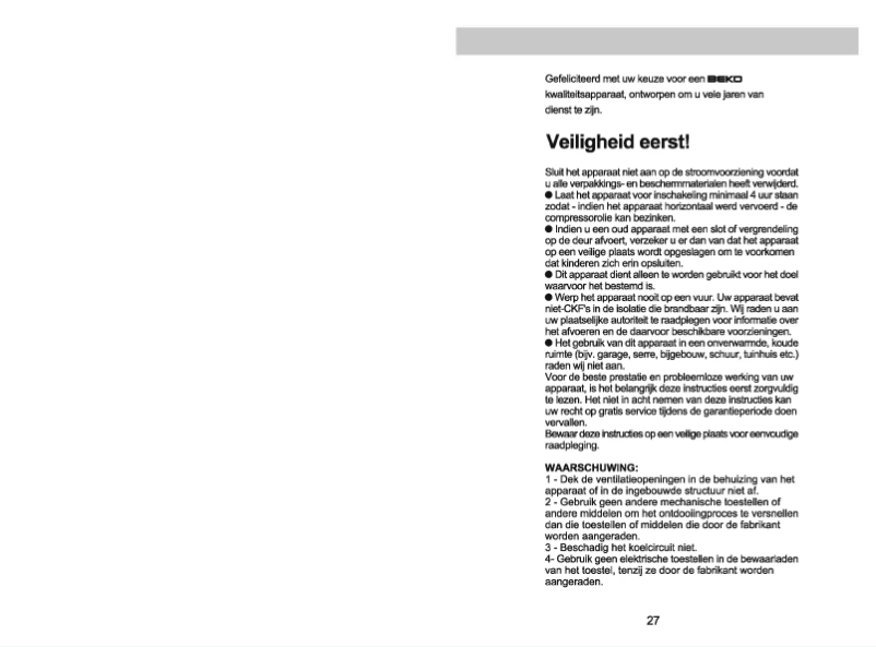 Page 1 de la notice Manuel utilisateur Beko FHD 1100