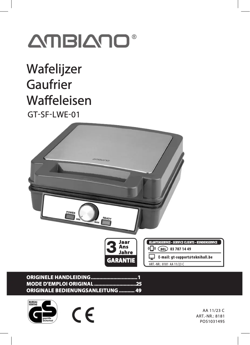 Page 1 de la notice Manuel utilisateur Ambiano GT-SF-LWE-01