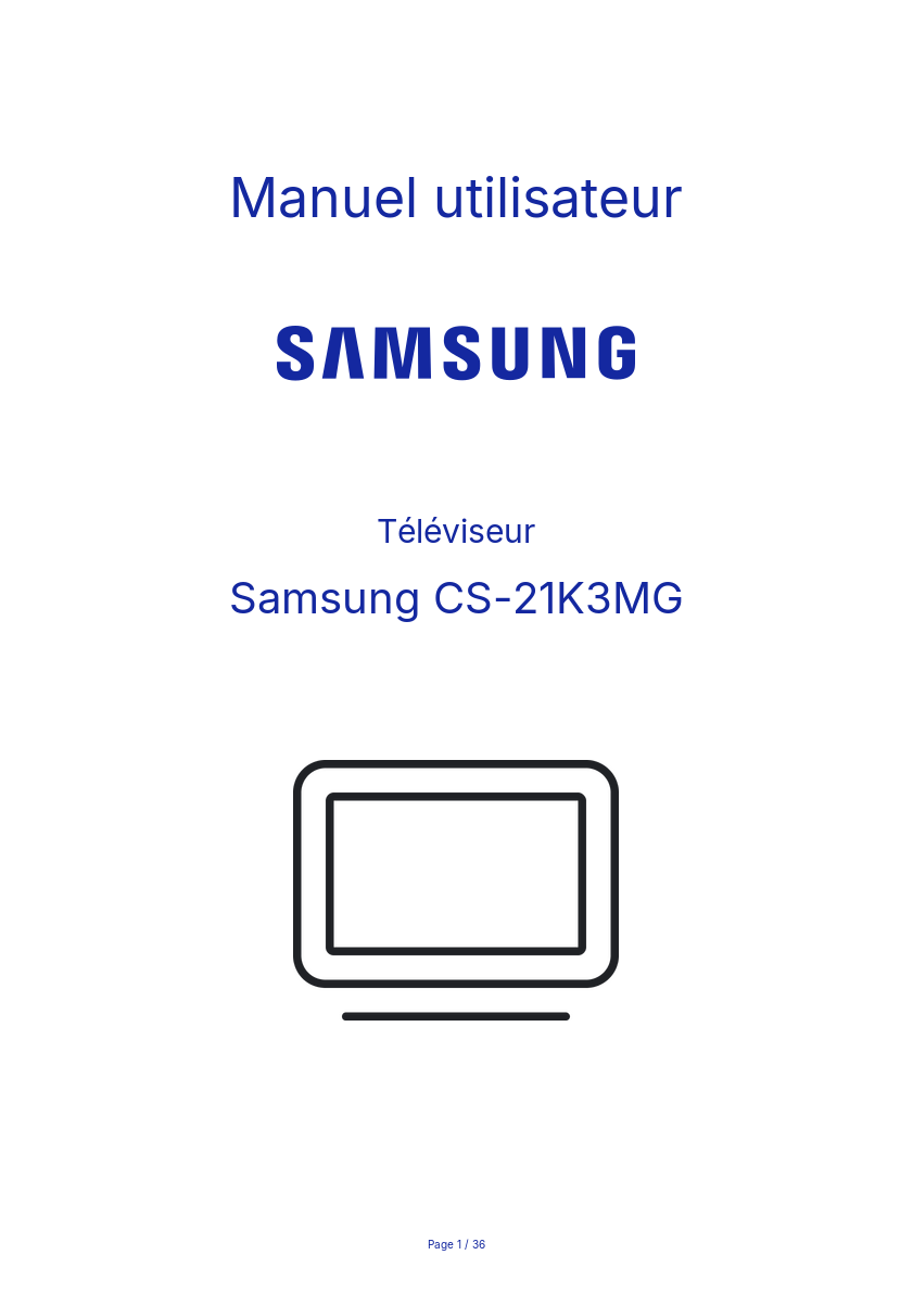 Page n°1 - Manuel utilisateur Samsung CS-21K3MG