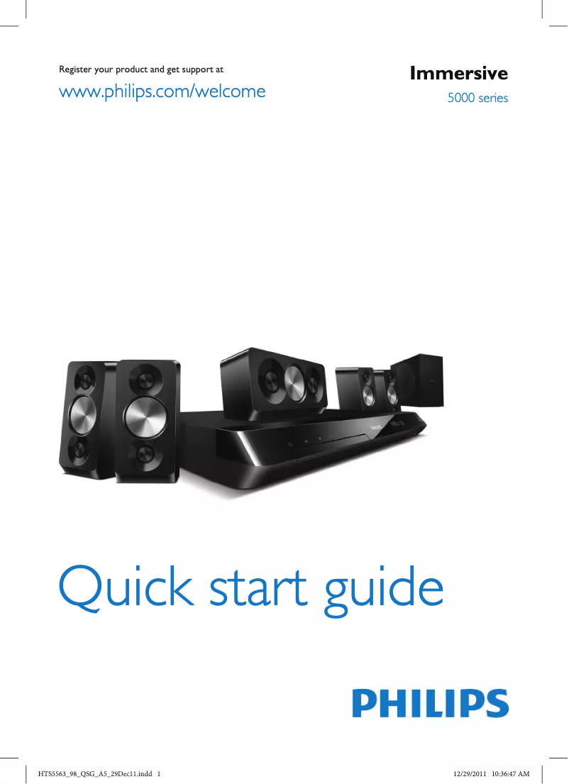 Page n°1 - Guide de démarrage rapide Philips HTS5563