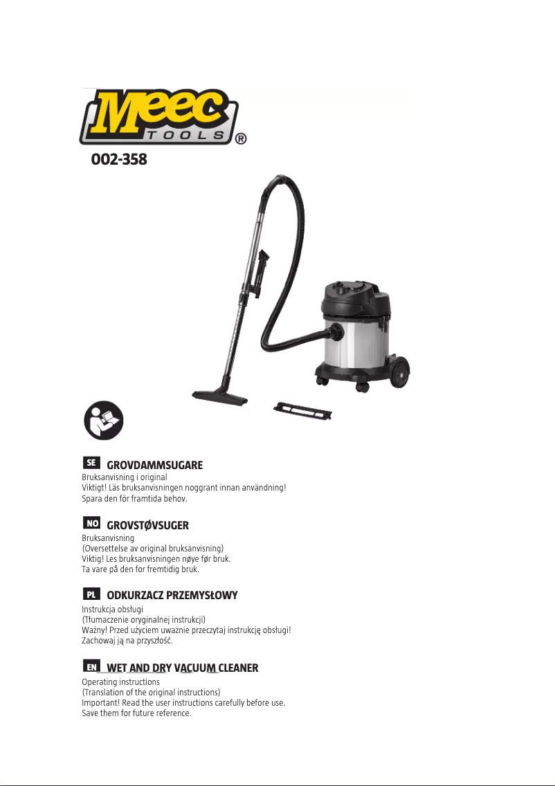 Page 1 de la notice Manuel utilisateur Meec Tools 002-358