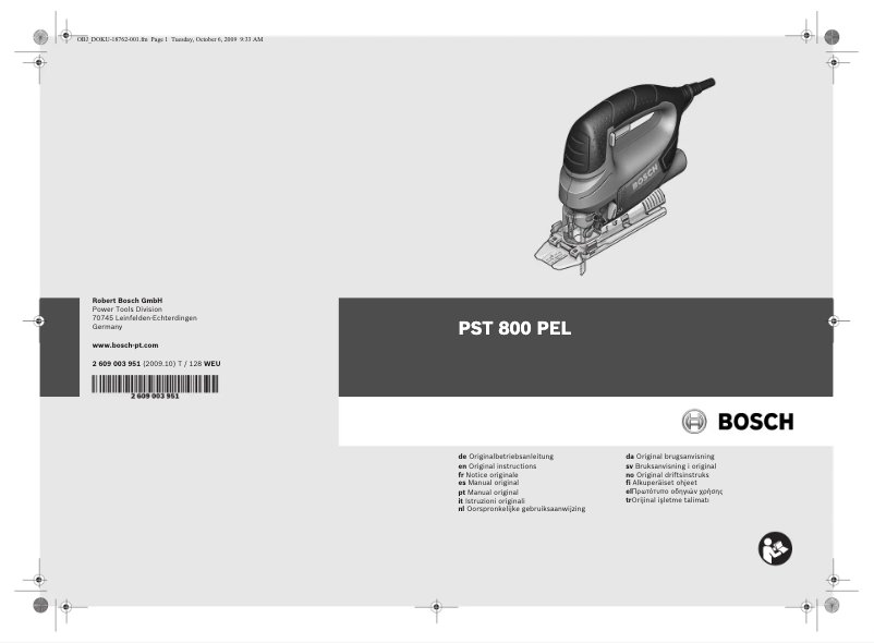 Page 1 of the manual User Manual Bosch PST 800 PEL