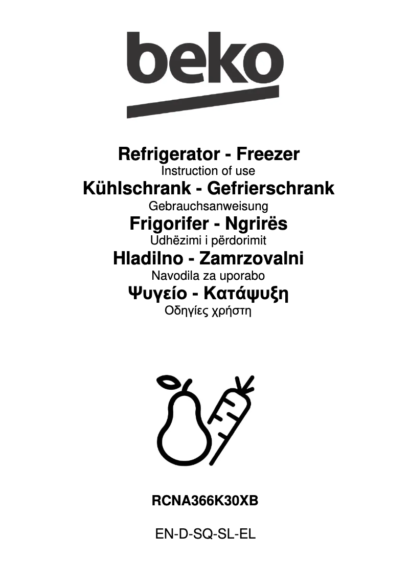Page n°1 - Manuel utilisateur Beko RCNA366K30XB