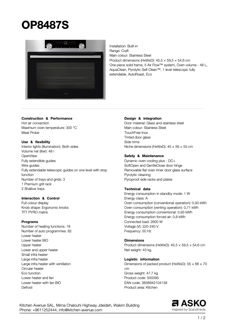 Image de la première page du manuel de l'appareil OP8487S